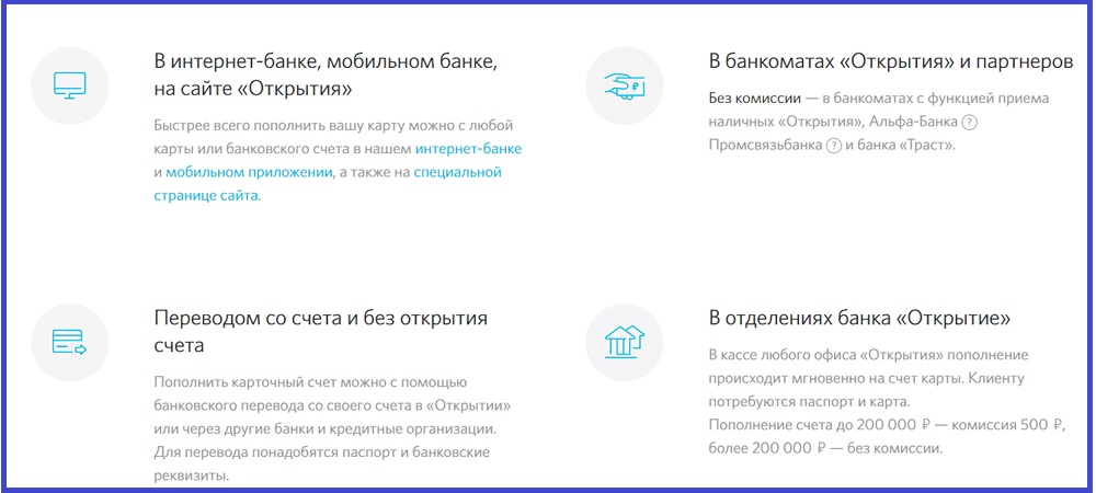 Варианты пополнения